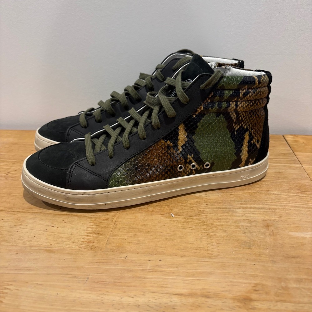 P448 Skate Snakeskin High Top Sneakers Mens Black Size 43 Leather‎ Suede Zip